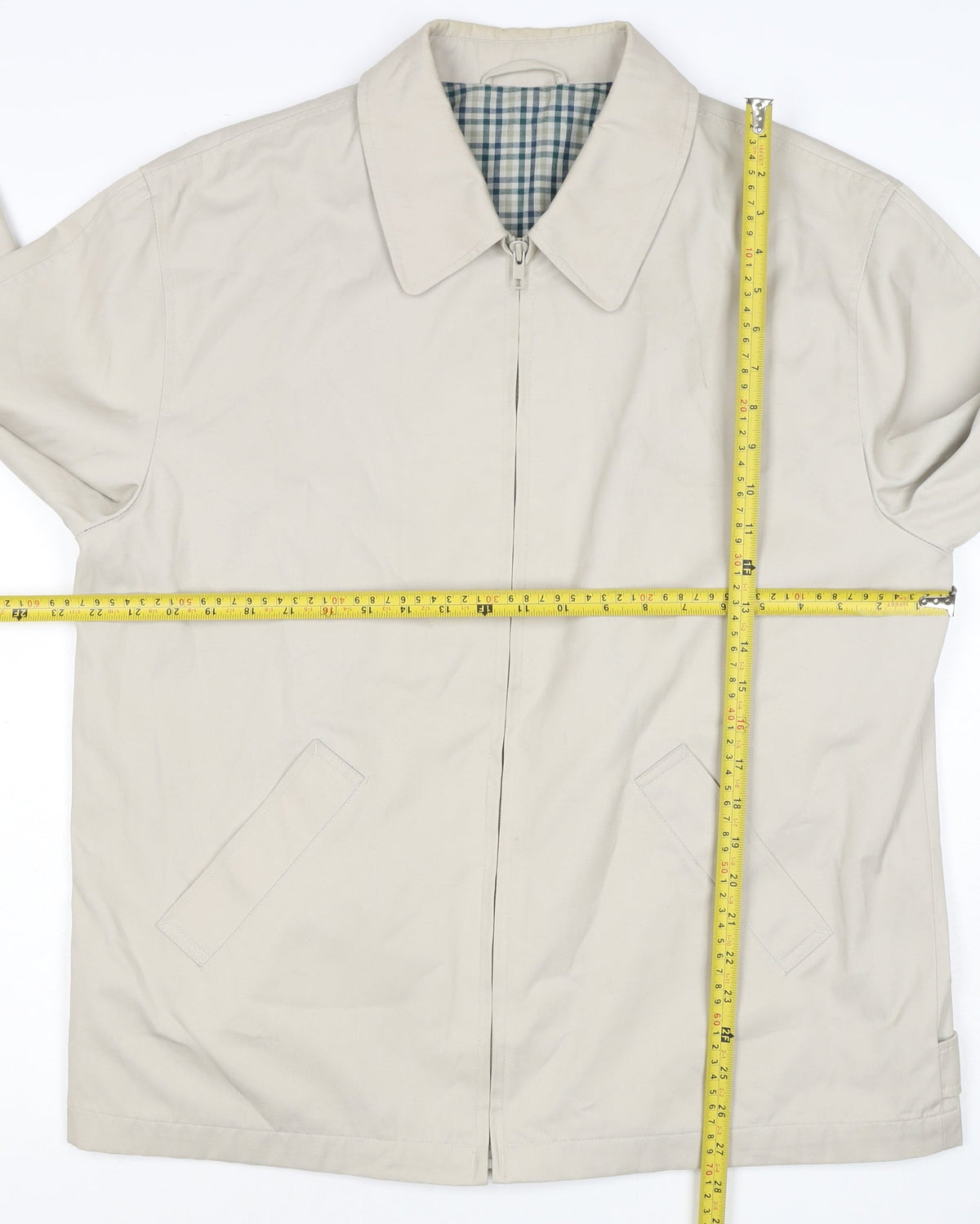 Essentials Men’s Beige M Basic Zip Jacket Check Lined