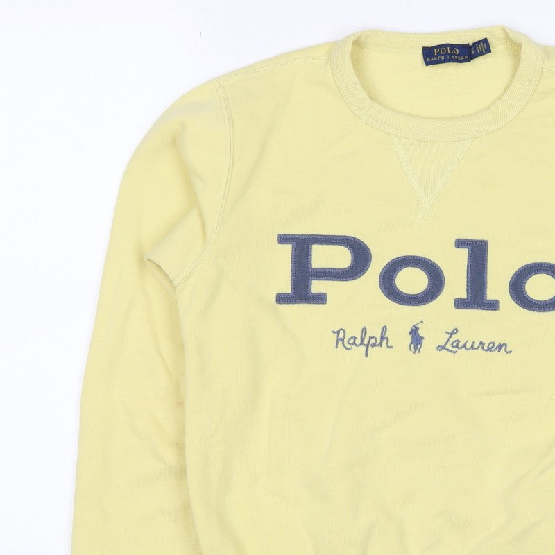 Polo Ralph Lauren Women Yellow S Pullover Logo Crew Neck Sweatshirt