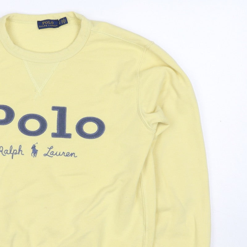 Polo Ralph Lauren Women Yellow S Pullover Logo Crew Neck Sweatshirt