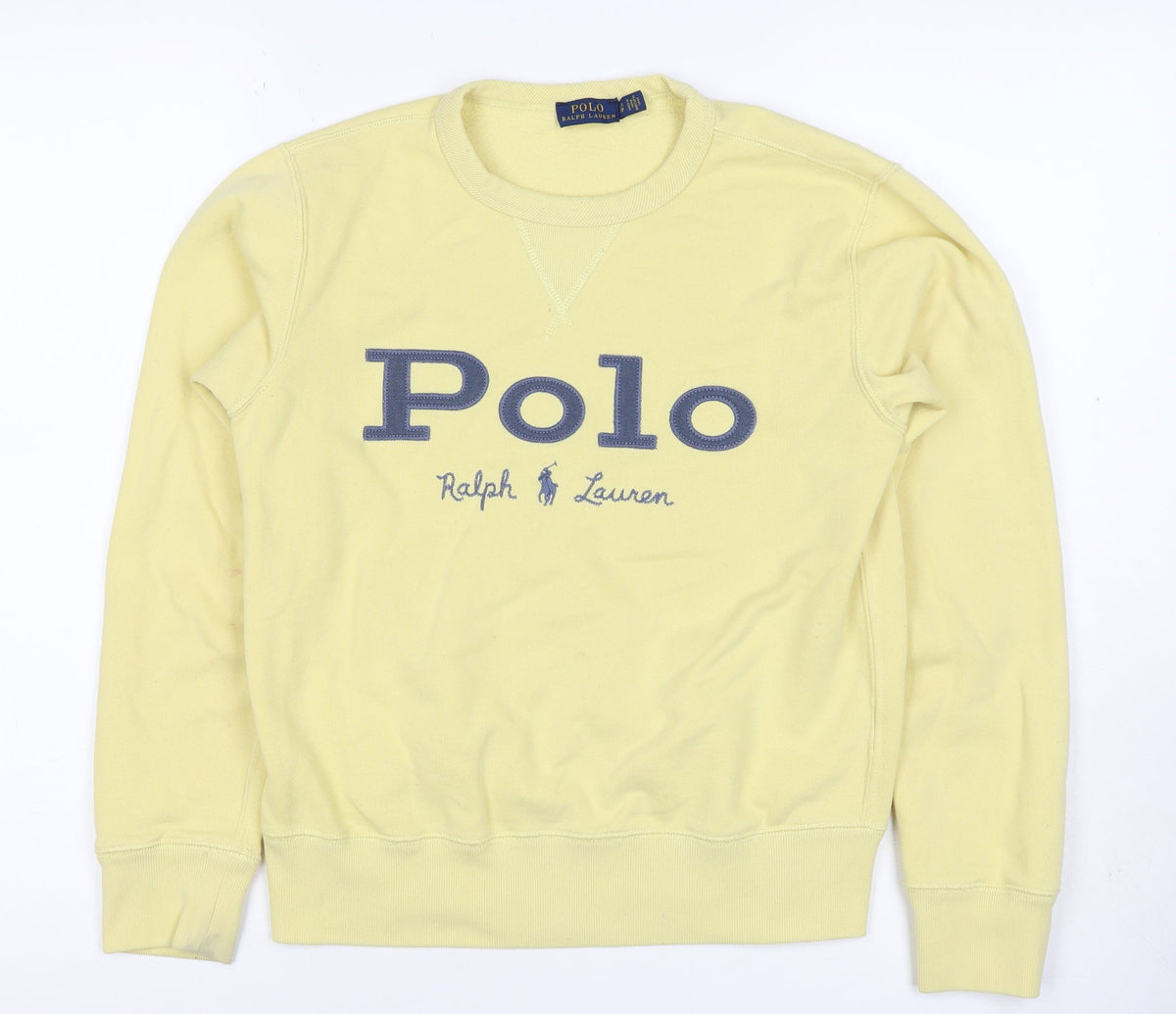 Polo Ralph Lauren Women Yellow S Pullover Logo Crew Neck Sweatshirt