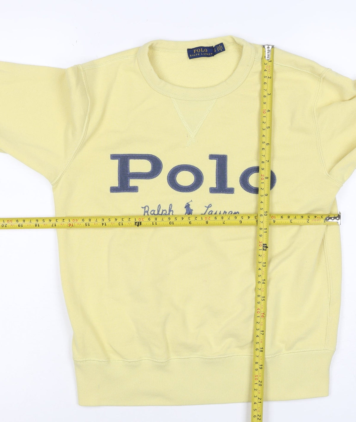 Polo Ralph Lauren Women Yellow S Pullover Logo Crew Neck Sweatshirt