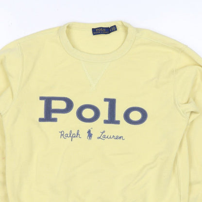 Polo Ralph Lauren Women Yellow S Pullover Logo Crew Neck Sweatshirt