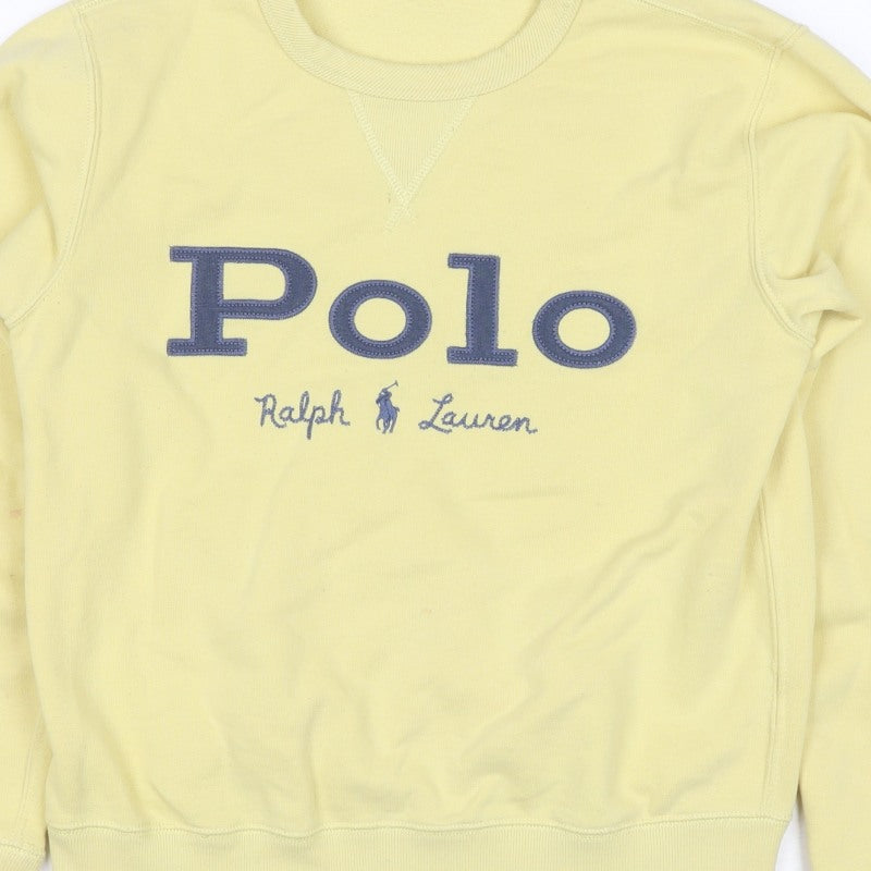 Polo Ralph Lauren Women Yellow S Pullover Logo Crew Neck Sweatshirt