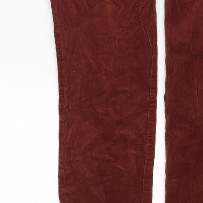 H&M Women's Brown Corduroy Straight Trousers UK 6 Cotton Stretch