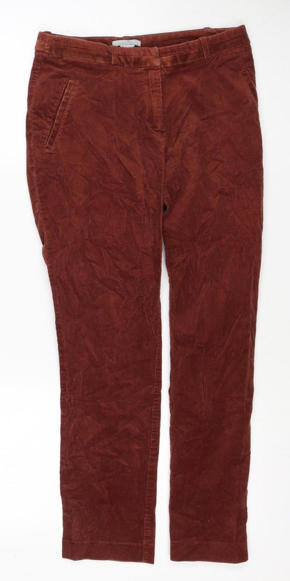 H&M Women's Brown Corduroy Straight Trousers UK 6 Cotton Stretch