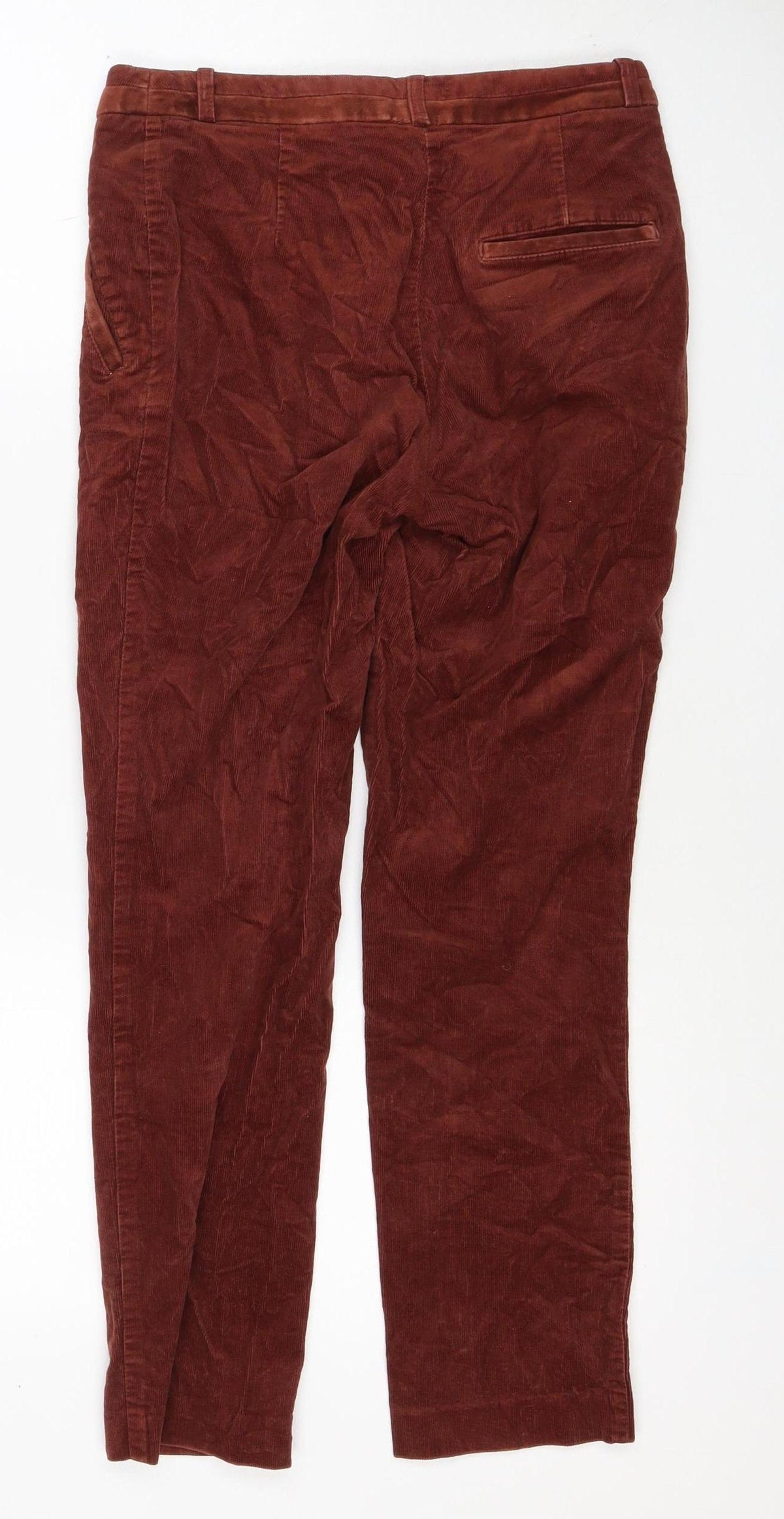 H&M Women's Brown Corduroy Straight Trousers UK 6 Cotton Stretch