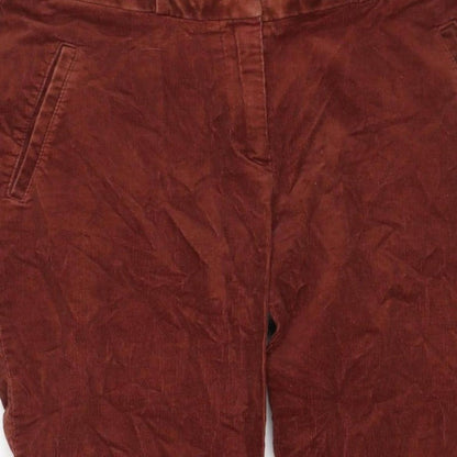 H&M Women's Brown Corduroy Straight Trousers UK 6 Cotton Stretch