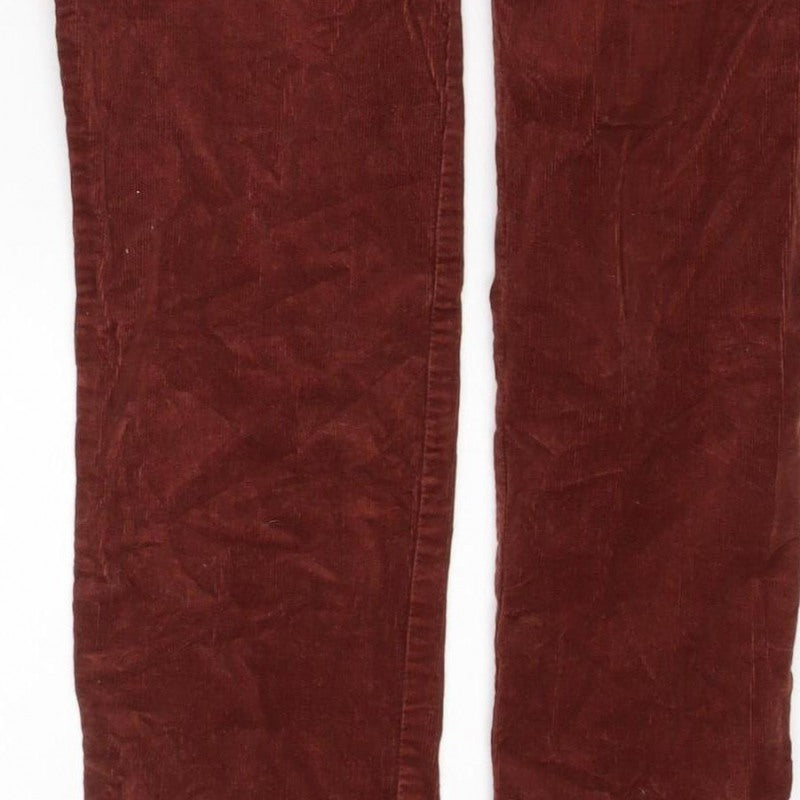 H&M Women's Brown Corduroy Straight Trousers UK 6 Cotton Stretch
