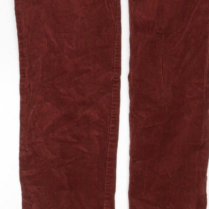 H&M Women's Brown Corduroy Straight Trousers UK 6 Cotton Stretch