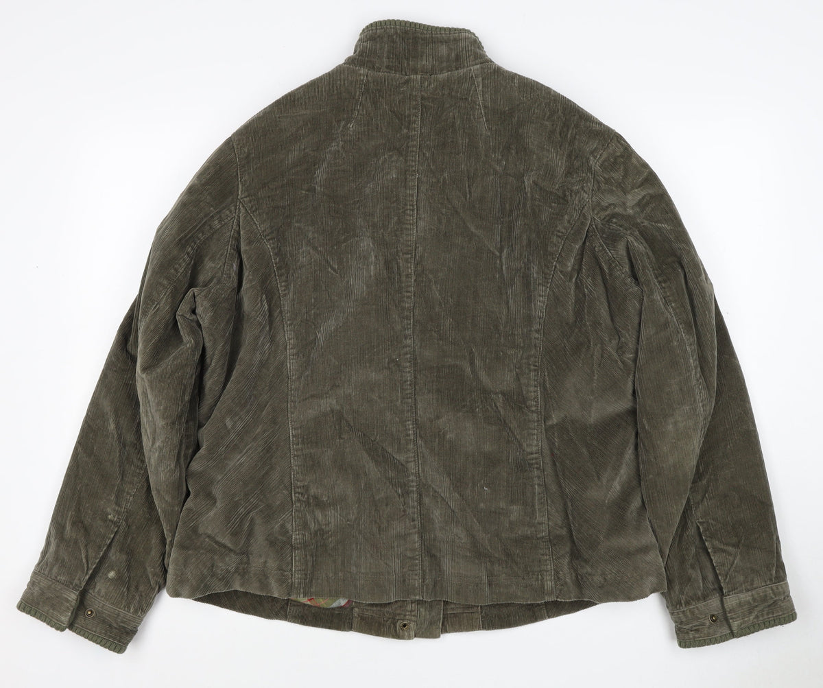 Per Una Women’s Green Corduroy Jacket UK 20 Plus Lined Zip