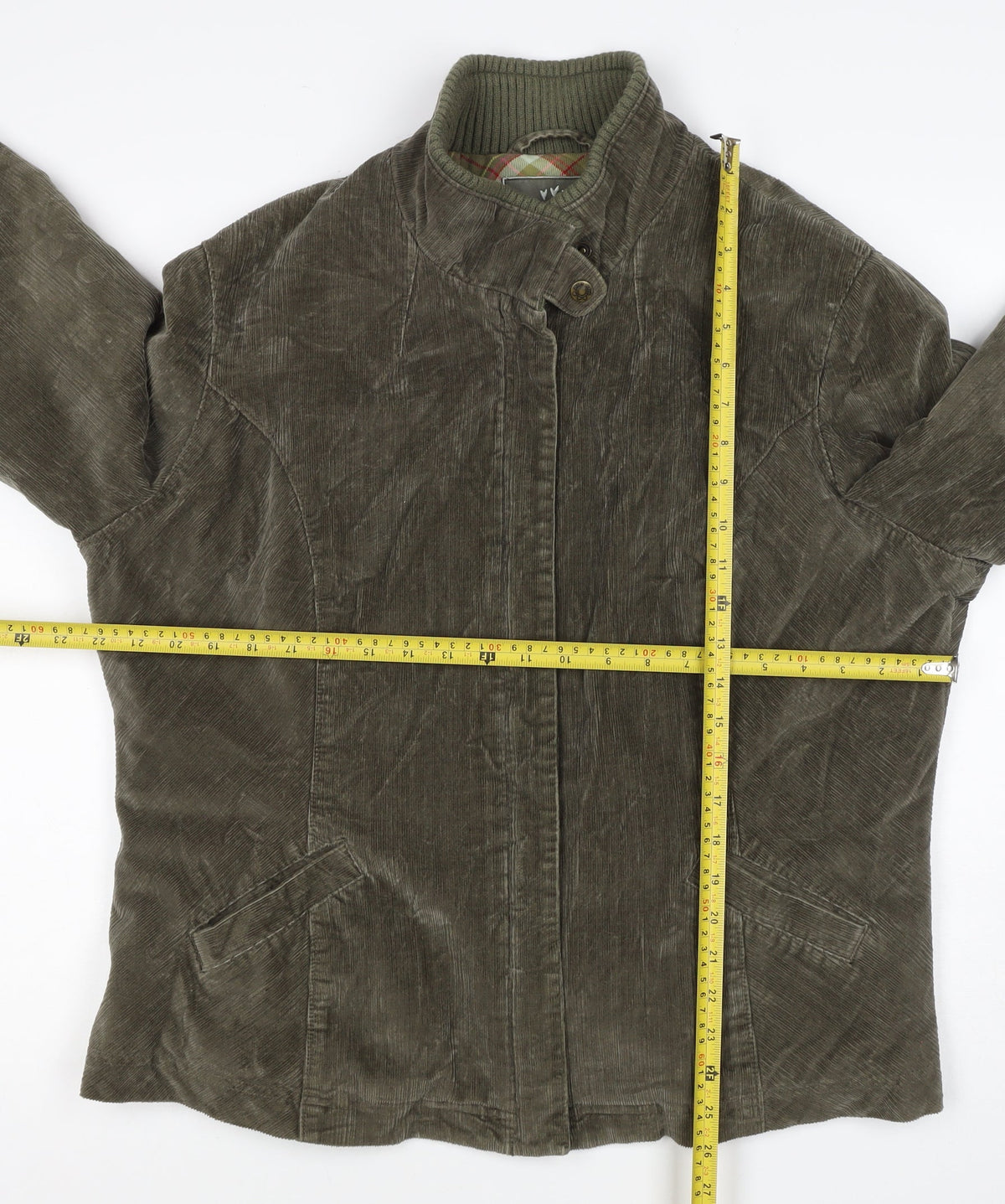 Per Una Women’s Green Corduroy Jacket UK 20 Plus Lined Zip