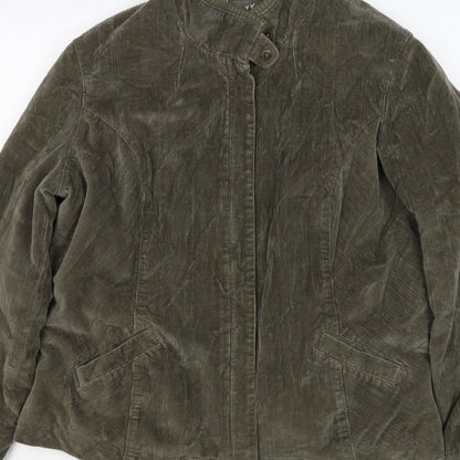 Per Una Women’s Green Corduroy Jacket UK 20 Plus Lined Zip