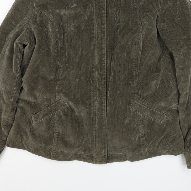 Per Una Women’s Green Corduroy Jacket UK 20 Plus Lined Zip