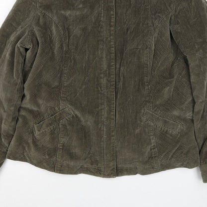 Per Una Women’s Green Corduroy Jacket UK 20 Plus Lined Zip