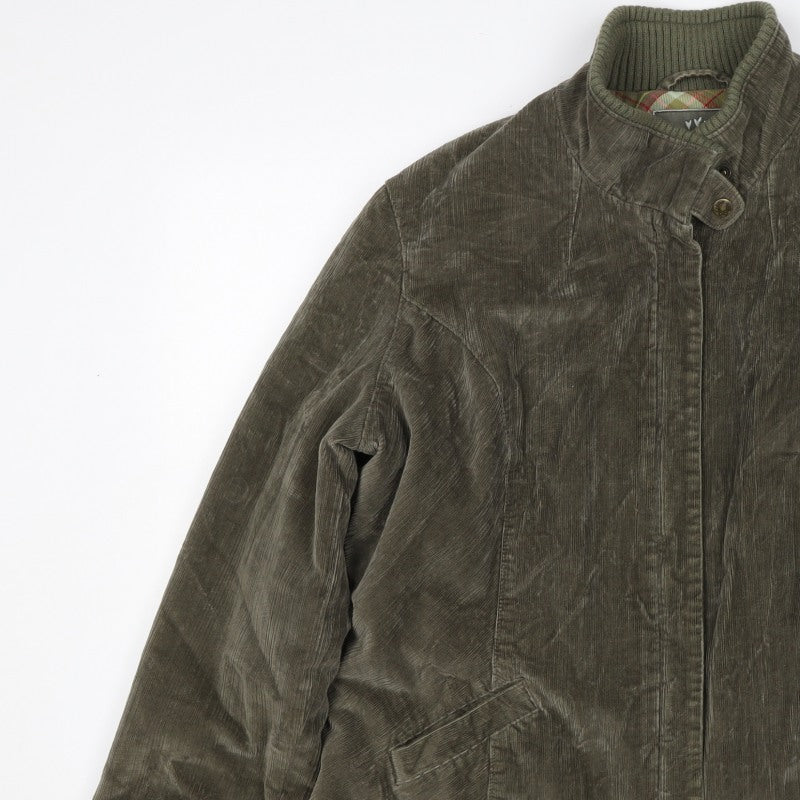 Per Una Women’s Green Corduroy Jacket UK 20 Plus Lined Zip
