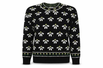 Cooperative Women Black S Floral Knit Crew Neck Vintage Jumper