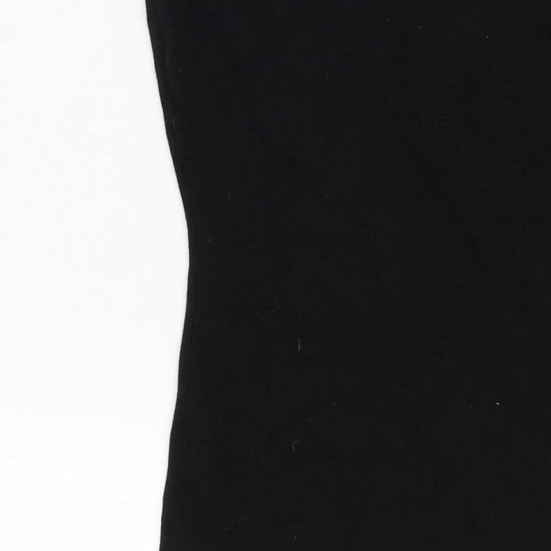 Guess Women’s Black S Rhinestone Logo Mock Neck Knit Tunic Tank Top