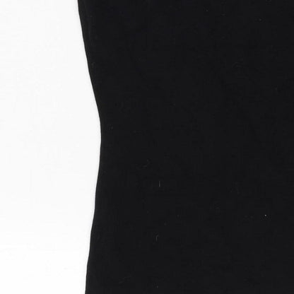 Guess Women’s Black S Rhinestone Logo Mock Neck Knit Tunic Tank Top