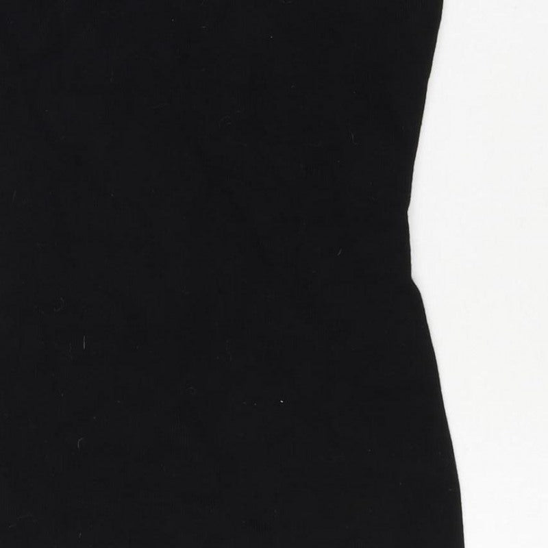 Guess Women’s Black S Rhinestone Logo Mock Neck Knit Tunic Tank Top