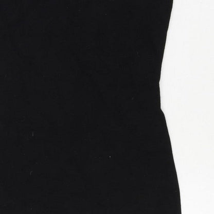 Guess Women’s Black S Rhinestone Logo Mock Neck Knit Tunic Tank Top