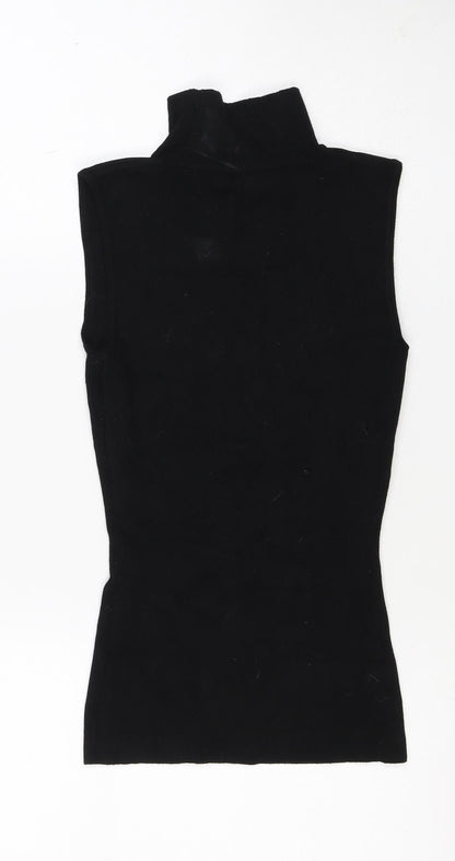 Guess Women’s Black S Rhinestone Logo Mock Neck Knit Tunic Tank Top