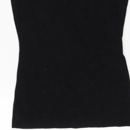 Guess Women’s Black S Rhinestone Logo Mock Neck Knit Tunic Tank Top