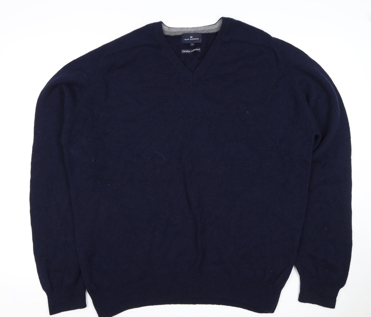 Blue Harbour Men’s Navy XL Lambswool V-Neck Pullover Jumper Classic
