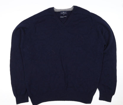 Blue Harbour Men’s Navy XL Lambswool V-Neck Pullover Jumper Classic
