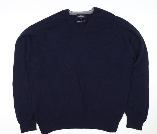 Blue Harbour Men’s Navy XL Lambswool V-Neck Pullover Jumper Classic