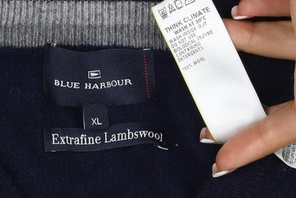 Blue Harbour Men’s Navy XL Lambswool V-Neck Pullover Jumper Classic