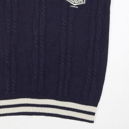 Lonsdale Men’s Navy S Cable Knit V-Neck Cricket Sweater Vest Logo