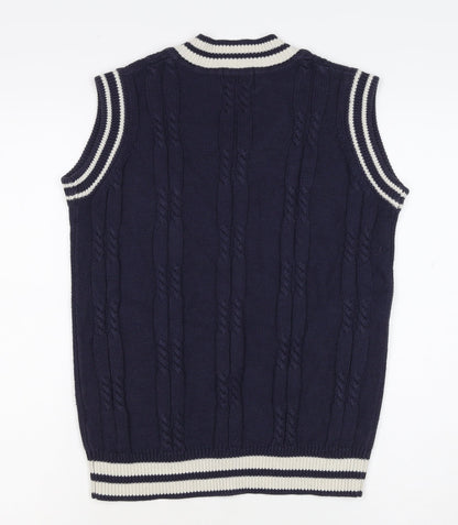 Lonsdale Men’s Navy S Cable Knit V-Neck Cricket Sweater Vest Logo