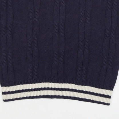 Lonsdale Men’s Navy S Cable Knit V-Neck Cricket Sweater Vest Logo