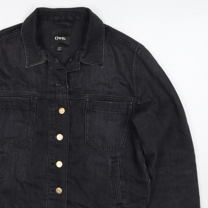 Own. Women’s Black UK 8 Denim Basic Jacket Button Front