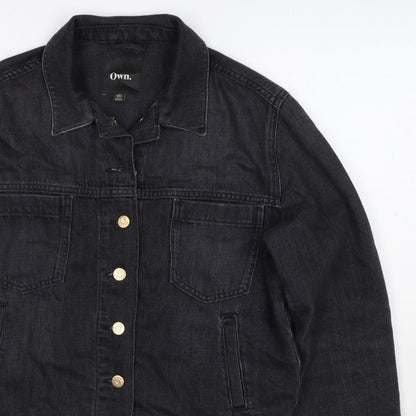 Own. Women’s Black UK 8 Denim Basic Jacket Button Front