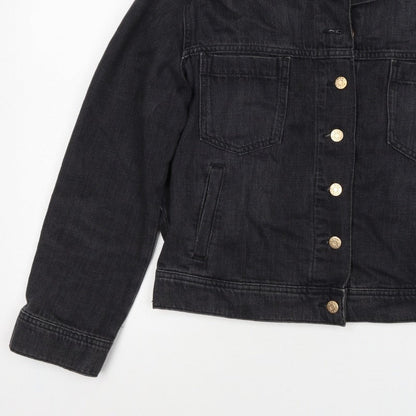 Own. Women’s Black UK 8 Denim Basic Jacket Button Front