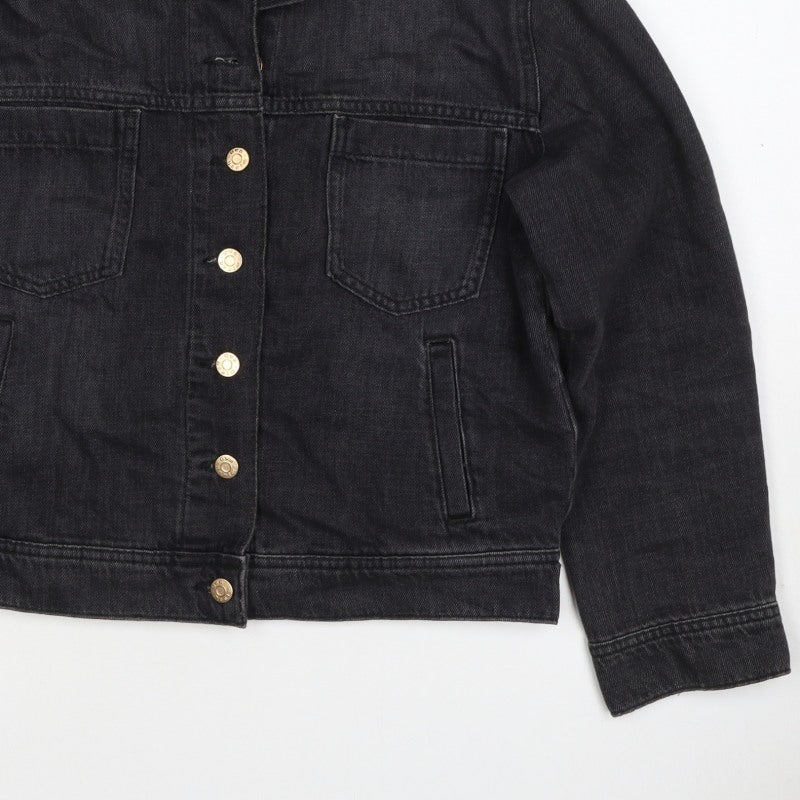 Own. Women’s Black UK 8 Denim Basic Jacket Button Front