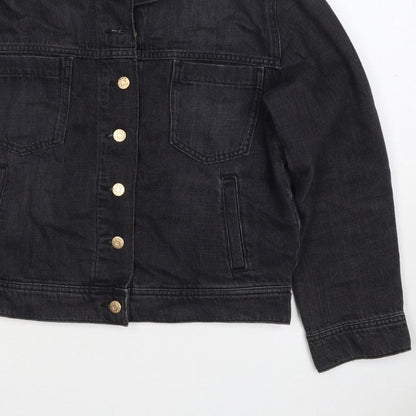 Own. Women’s Black UK 8 Denim Basic Jacket Button Front