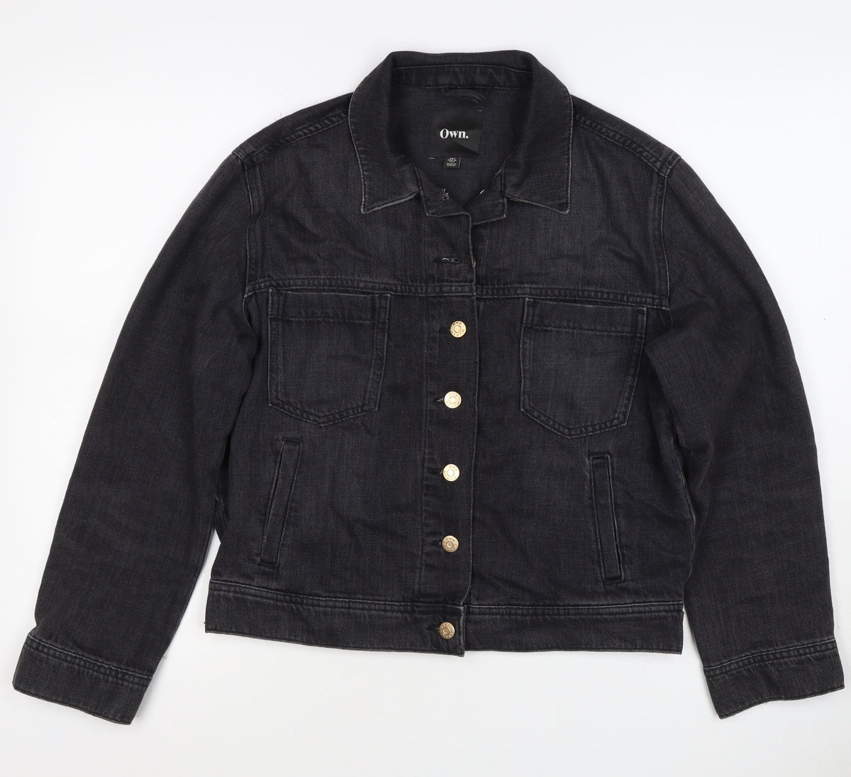 Own. Women’s Black UK 8 Denim Basic Jacket Button Front
