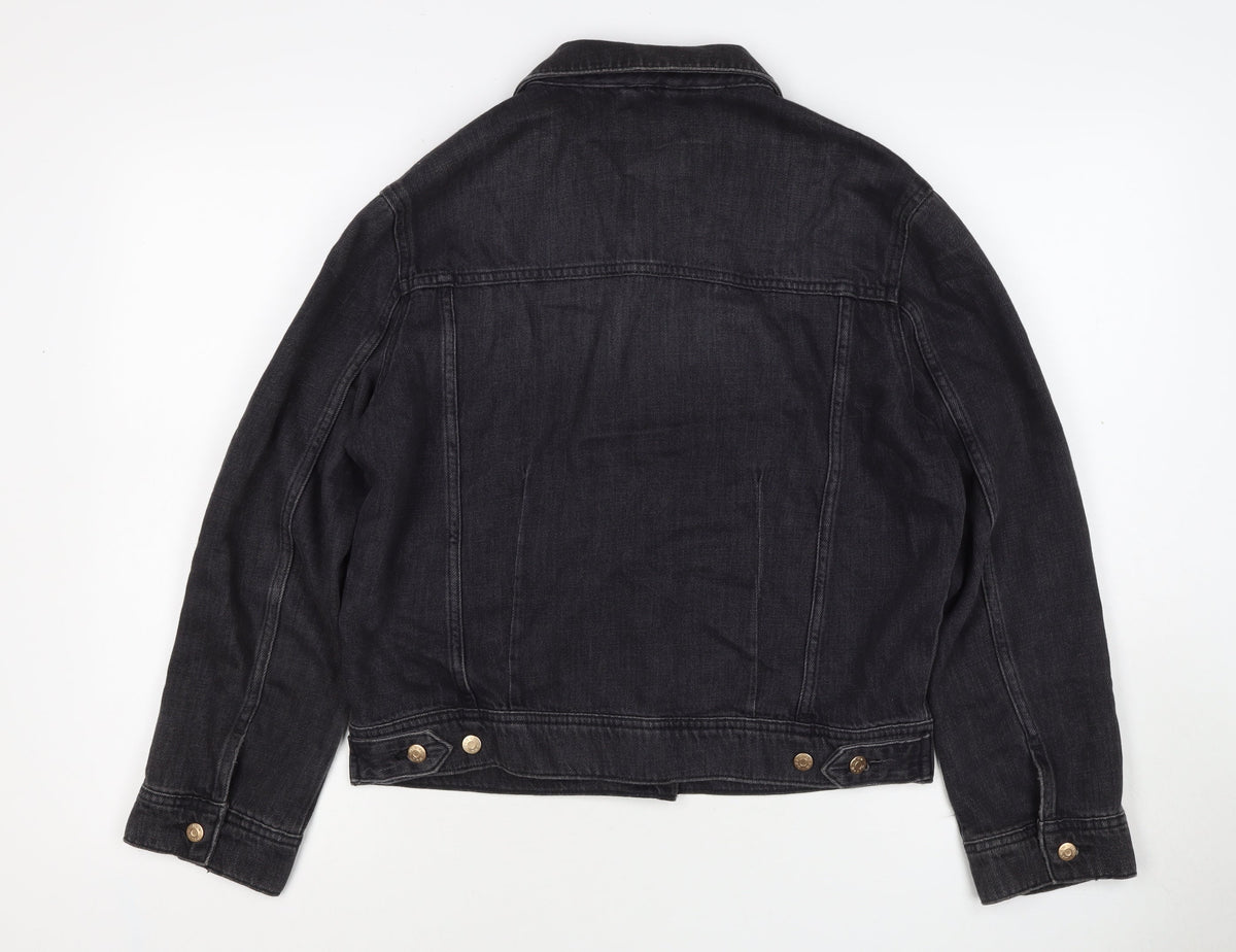Own. Women’s Black UK 8 Denim Basic Jacket Button Front