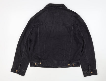 Own. Women’s Black UK 8 Denim Basic Jacket Button Front