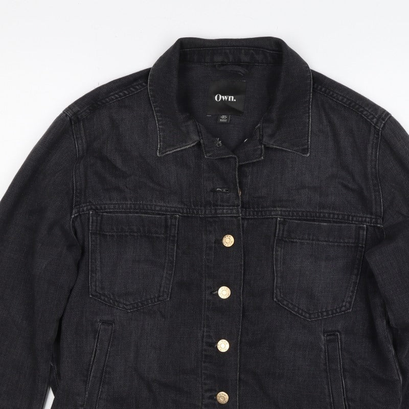 Own. Women’s Black UK 8 Denim Basic Jacket Button Front