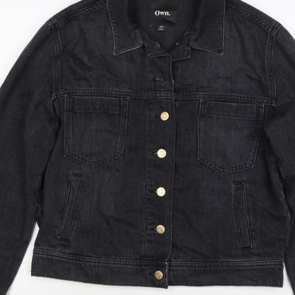 Own. Women’s Black UK 8 Denim Basic Jacket Button Front
