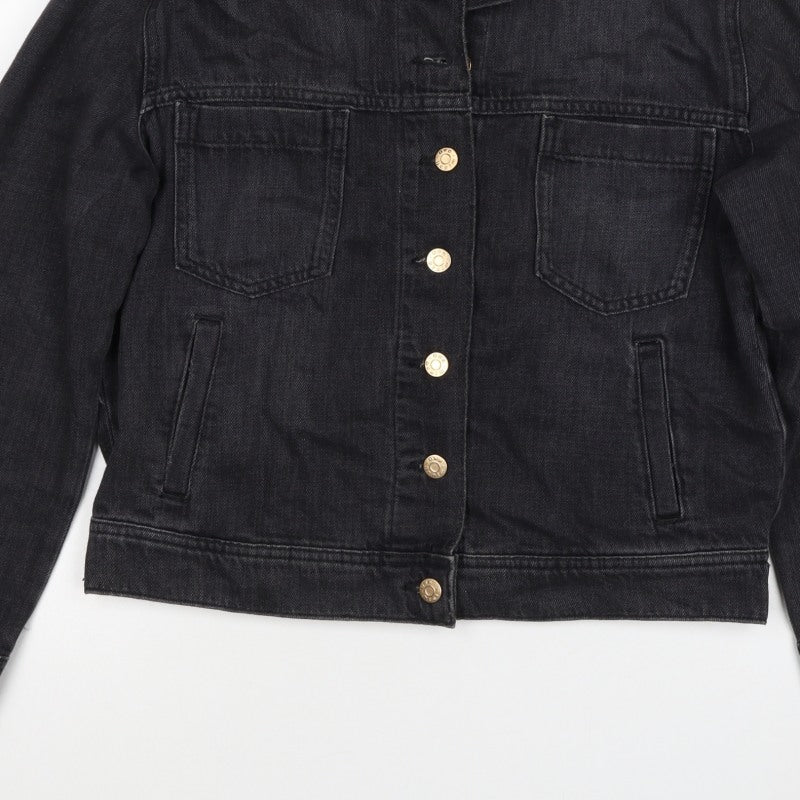 Own. Women’s Black UK 8 Denim Basic Jacket Button Front