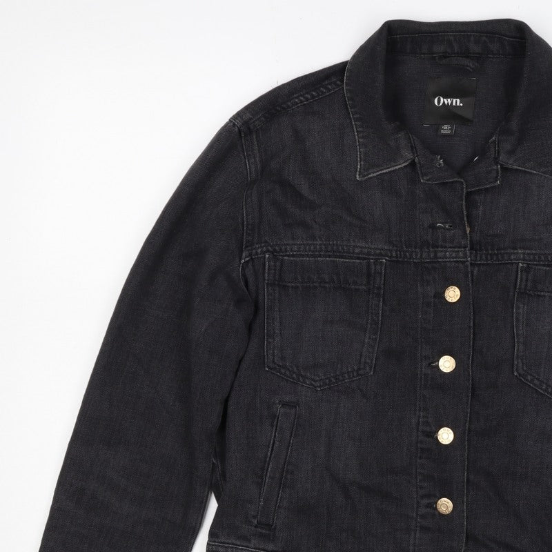 Own. Women’s Black UK 8 Denim Basic Jacket Button Front