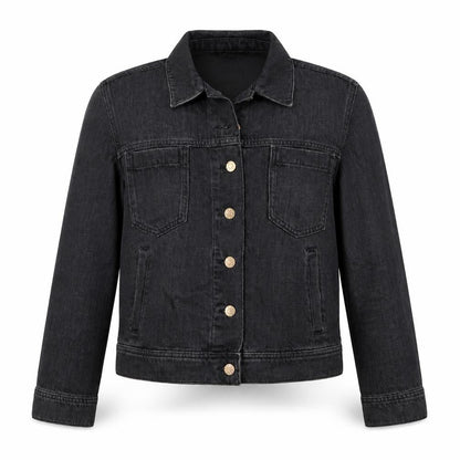 Own. Women’s Black UK 8 Denim Basic Jacket Button Front