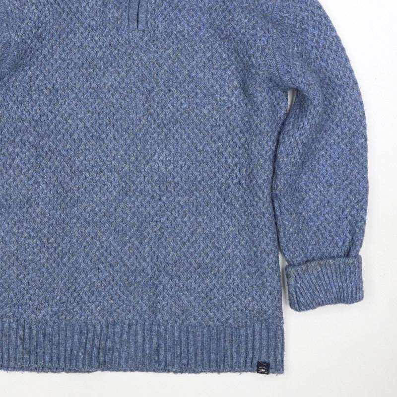 Fat Face Women’s Blue S Chunky Knit 1/4 Zip High Neck Jumper