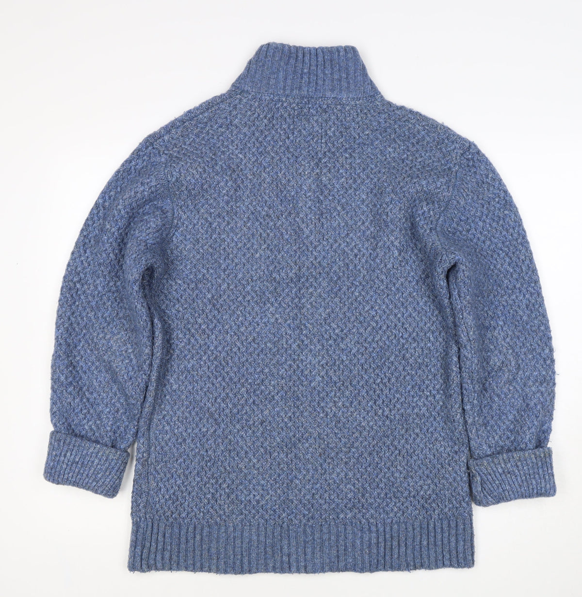 Fat Face Women’s Blue S Chunky Knit 1/4 Zip High Neck Jumper