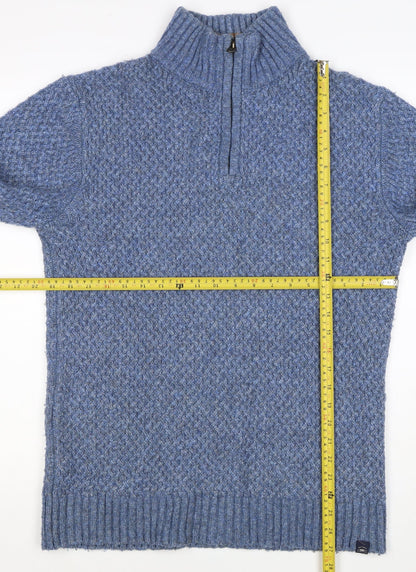 Fat Face Women’s Blue S Chunky Knit 1/4 Zip High Neck Jumper