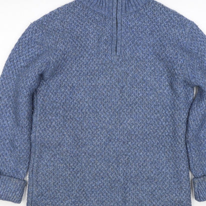Fat Face Women’s Blue S Chunky Knit 1/4 Zip High Neck Jumper